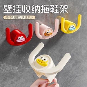 Wall Mounted Slipper <b>Hooks</b> <b>Adhesive</b> No Drill Bathroom Storage Rack With Drainage For Adults And Kids - Product Image 5