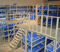 Plateforme et Étagère de Mezzanine Durables avec Escalier – Système Complet en Acier avec Rampe de Sécurité pour Entrepôt, Bureau, Usine