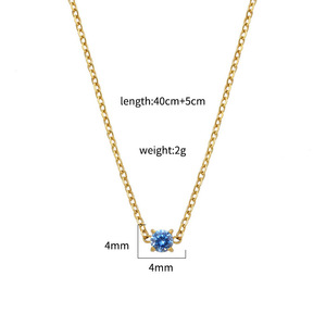 Zircon Pendant Necklace For Women Claw Setting Fine Jewelry Everyday Wear Geometric Design Gold Chain Clavicle Accessory - Product Image 4