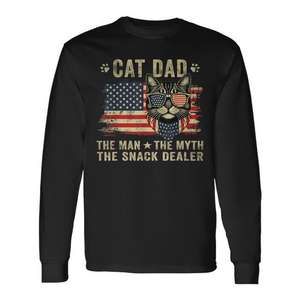 Cat Dad The Man The Myth The Snack Dealer T-shirt à manches longues, cadeau pour la fête des pères - Product Image 1
