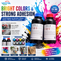 Encre UV rigide pour tête d'impression Ricoh Gen5 Gen6 CMYK Blanc Vernis pour carrelage céramique, panneau PVC, verre et acrylique