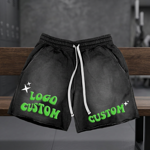 Shorts Homme Personnalisables avec Logo Avant, Noir, 100% Coton, Cordon de Serrage Uni, Décontracté, Taille Mi-Haute, Respirant, Style Urbain - Product Image 2