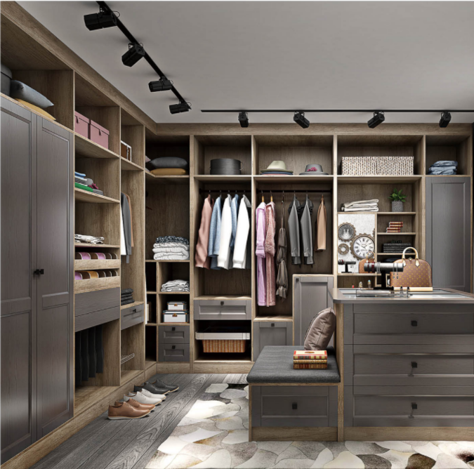 Moderner Halbhoher Kleiderschrank Für Schlafzimmer Günstiger Garderobenschrank Mit Holzpaneel-design Für Den Heimgebrauch