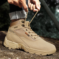 Bottes tactiques pour hommes, lacées, antidérapantes, imperméables, en daim, avec doublure en mesh, pour la randonnée estivale et hivernale