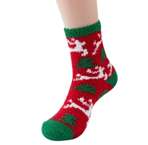Bán Sỉ Màu Đỏ Và Màu Xanh Lá Cây Sọc Giáng Sinh Thả Ấm Ấm Cúng San Hô Lông Cừu Giáng Sinh Vớ Ngủ Mùa Đông Lễ Hội Vớ - Product Image 2
