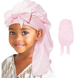 Gorro de Dormir de Seda Satinada para Niñas, Ajustable, para Cabello Rizado y Texturizado, Previene la Rotura y los Enredos - Product Image 4