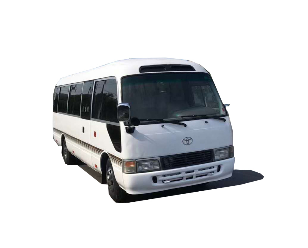 LHD 2016 Япония использовала хорошее состояние Toyotai coaster bus с дизельным двигателем 23 сиденья Белый для печати