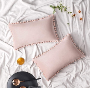 Fodere per cuscini in velluto fodere per cuscini decorativi pompon fodere per cuscini morbide solide con Poms quadrati per divano divano soggiorno - Product Image 2