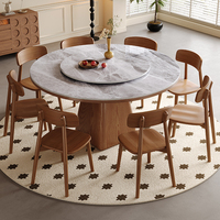 Beliebter Hochwertiger Runder Esstisch aus Holz mit Gesinterter Steinplatte Moderner Einfacher Luxuriöser Kleiner Haushaltstisch mit Drehteller