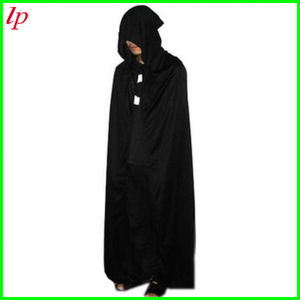 Cape à capuche noire 140 cm, cape de mort pour fête d'Halloween, costume homme LPC0007 - Product Image 2