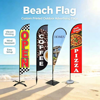 Drapeau publicitaire extérieur personnalisé en gros avec drapeaux en polyester et kit de mât en aluminium pour utilisation sur la plage