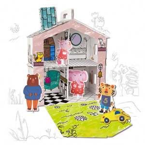 Creatieve Diy Grote Kartonnen Kleurhuis Kinderen Kunst En Ambachtelijke Tekening Papier Spelen Schilderij Speelgoed - Product Image 1