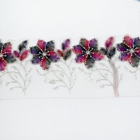 Dentelle en mousseline brodée de perles 3D, dentelle à paillettes multicolores, bordure en dentelle 100% polyester pour accessoires vestimentaires