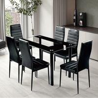 Table à manger rectangulaire en verre trempé de luxe OEM & ODM pour salle à manger d'hôtel avec pieds en métal, ensemble de meubles modernes avec 4 chaises