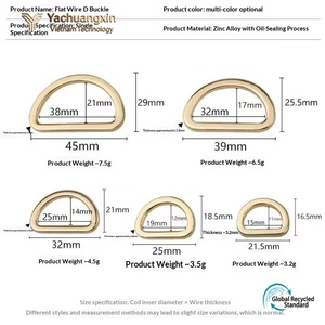 Wholesale HC HC-D216 Alloy Brass Stainless Steel 3mm/4mm Wire <b>Thickness</b> Metal D Shape <b>Ring</b> for Handbags Bags - Product Image 4