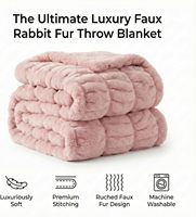 Plaid Doux et Luxueux en Fausse Fourrure de Lapin Gaufrée et Plissée, Effet Bulleux, Ultra Doux, Taille King, pour Décoration Hivernale de la Maison
