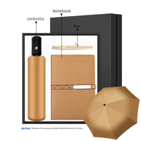 Ensemble cadeau d'affaires haut de gamme personnalisé en gros, parapluie automatique, carnet en cuir PU A5, encre gel noire en métal