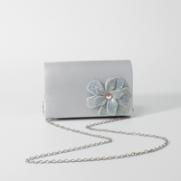 Pochette de soirée en satin pour femme avec fleur 3D en strass, sac à bandoulière pour mariage, banquet, fête, vente en gros, personnalisable