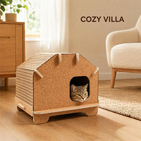 Maison pour chat en liège naturel, écologique et durable, sans assemblage par clous, abri minimaliste pour chat d'intérieur et lit pour chat