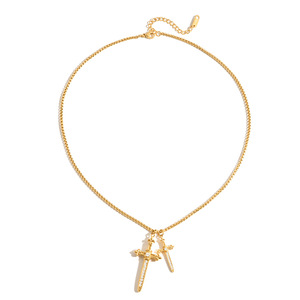 Collar con colgante de cruz de acero inoxidable 316 con diseño geométrico y engaste pavé para mujer, joyería de moda. - Product Image 5