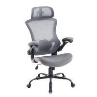 JR RACING JRMC-38 Chaise de bureau exécutive à dossier haut, gris foncé, design ergonomique en maille, appui-tête réglable, contemporaine