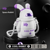 Gourde isotherme pour enfants en acier inoxydable 316 de qualité alimentaire, grande capacité, avec paille, anti-chute, motif lapin de dessin animé