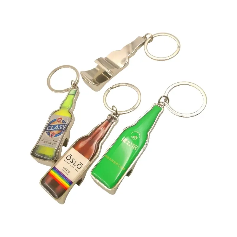 Wholesale customized zinc alloy drip glue bottle opener keychain advertising and promotional gifts from manufacturers