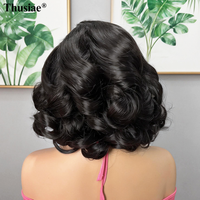 Perruques Courtes en Cheveux Humains Bouclés et Volumineux, Perruque Frontale HD Sans Colle en Cheveux Humains Bouclés et Volumineux, Perruques en Cheveux Humains Vierges Naturels Bouclés et Volumineux