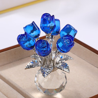 Ornamen Buket Mawar Kristal Berkilau dengan Bunga Multi Kepala, Dekorasi Meja untuk Rumah, Suvenir Pernikahan, dan Hadiah Ulang Tahun.