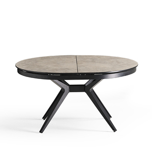 Restaurante de <span class=keywords><strong>alta</strong></span> calidad Comedor Pata de acero negro Parte superior de piedra sinterizada <span class=keywords><strong>Mesa</strong></span> de comedor ovalada redonda extensible - Product Image 3