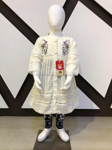 Costume Jacquard Chemise en dentelle à devant ouvert avec pantalon en jersey Robe formelle sans manches mi-longue pour enfants Printemps - Product Image 2