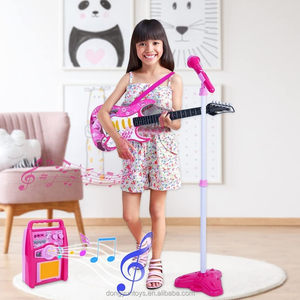 <span class=keywords><strong>Guitare</strong></span> électrique musicale en plastique pour enfants, ensemble de jeu <span class=keywords><strong>à</strong></span> six cordes, microphone, AUX, karaoké, instrument musical éducatif - Product Image 2