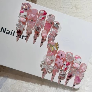 Venta al por mayor hecho a mano Stiletto largo prensa en las <span class=keywords><strong>uñas</strong></span> 3D Hello Kitty <span class=keywords><strong>Rosa</strong></span> <span class=keywords><strong>cebra</strong></span> diseño acrílico personalizado <span class=keywords><strong>uñas</strong></span> artificiales - Product Image 4