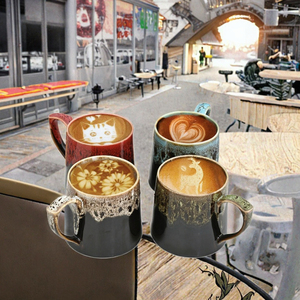 ASKD Tasse à expresso style four Tasse à latte italienne Tasse à thé de niche en céramique antique nordique en céramique grossière pour les cadeaux de thé de l'après-midi - Product Image 4