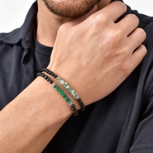 Stainless Steel <b>Bead</b> Black Onyx Green Stone <b>Bracelet</b> Jewelry Gift Adjustable Beaded <b>Bracelet</b> for Men - Product Image 5