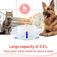 Fontaine à eau automatique pour chats et petits chiens, 87 oz, USB 5V, lumière LED nocturne, niveau d'eau visible