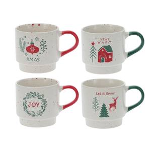ENSEMBLE DE 2 MUGS EN CÉRAMIQUE DE 340 ML AVEC DÉCORATIONS DE NOËL ASSORTIES - Product Image 1