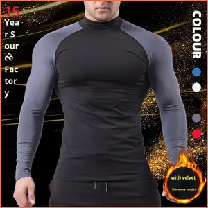 Maglia Sportiva Invernale <span class=keywords><strong>da</strong></span> <span class=keywords><strong>Uomo</strong></span> con Collo Alto, Motivo 3D, Elastica con Bottoni, Asciugatura Rapida per Corsa - Product Image 4