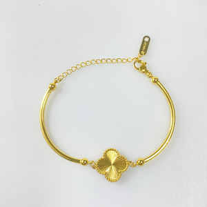 Moda 18K chapado en oro de acero inoxidable corazón gordito brazalete joyería doble capas amor flor pulsera de ninas pulsera Mujer - Product Image 5