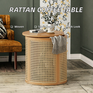 Modern Durable Decorative Wood <b>Coffee</b> <b>Table</b> Handwoven Frame Storage Eco-Friendly Antique Home Living Room Furniture Organizer - Product Image 2