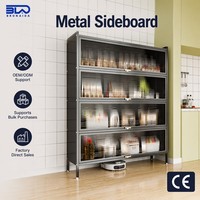 Armoire de cuisine en acier de style industriel avec étagère réglable, design spacieux et organisé