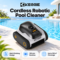 Robot de nettoyage de piscine sans fil KEGGIE CE RoHS, 5000mAh, 150 min, aspiration 4200 GPH, panier 2,3 L, charge 3h pour piscines