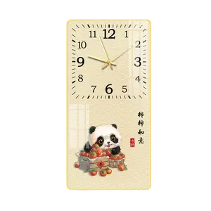 Relógio de parede decorativo personalizado para sala de estar, moderno e simples, com fundo de varanda, corredor, pintura de restaurante Panda