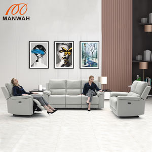 मनवाह चीयर्स यूरोपियन डिज़ाइन सेक्शनल रिक्लाइनर सोफा 3 2 1 सीटर लेदर रिक्लाइनिंग सोफा सेट, गैरी लेदर रिक्लाइनर सोफा सेट - Product Image 5