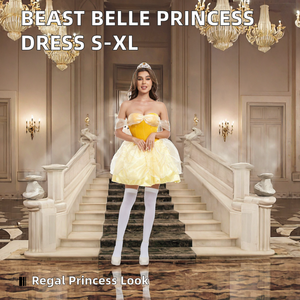 Robe en polyester gaufré S-XL <span class=keywords><strong>La</strong></span> <span class=keywords><strong>Belle</strong></span> Princesse (TV & Cinéma) – Costume de fête, de beauté, sexy, de Noël, de Halloween - Product Image 2