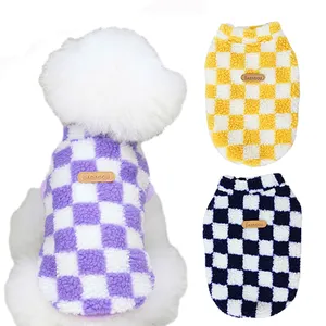 Dama tahtası kafes Pet köpek kazak polar sıcak köpek giysileri küçük kediler için köpek Hoodies Coat yavru Chihuahua giyim