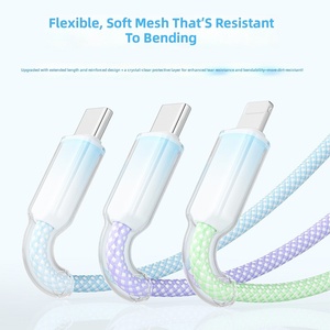 Câble de données pour téléphone portable 120W à dégradé de couleurs, tressé, un-vers-trois, charge rapide et transfert de données pour <span class=keywords><strong>double</strong></span> Type-C - Product Image 4