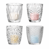 Support de bougie chauffe-plat en verre transparent à base lourde, motif gravé, pour décoration intérieure et cadeau