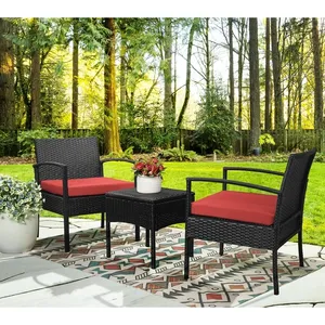 3-Piece Rattan Aluminium Bistro Set Outdoor Garden Furniture Outdoor Rattan Chairs
