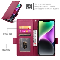 Étui portefeuille magnétique en cuir pour iPhone 17 Air 16E 16 15 Pro Max 14 Plus 13 Mini 12 11 XR X XS 8 7 6 avec fentes pour cartes et rabat Litchi